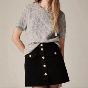Jcrew Button Front Mini Denim Skirt Black New With Tags Size 10